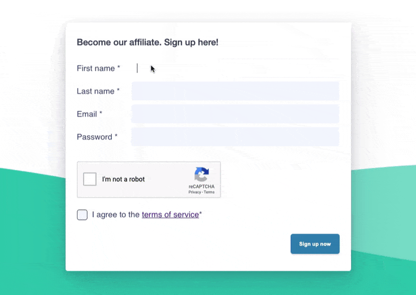 Affiliate signup form