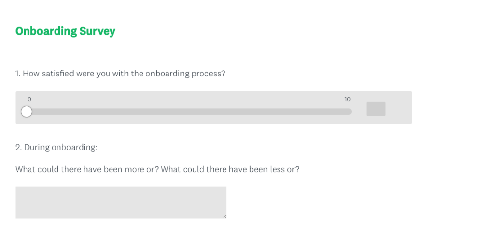 Example of onboarding survey questions for affiliates