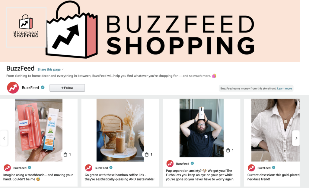 Buzzfeed shopping page