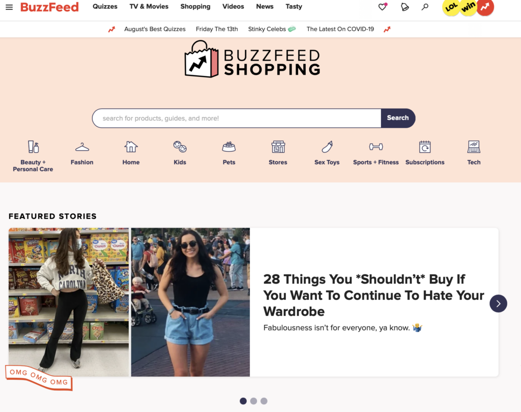 Buzzfeed shopping example