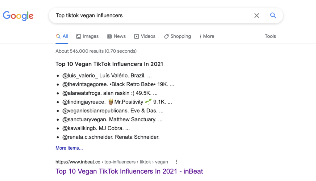 Find TikTok Influencers with Google