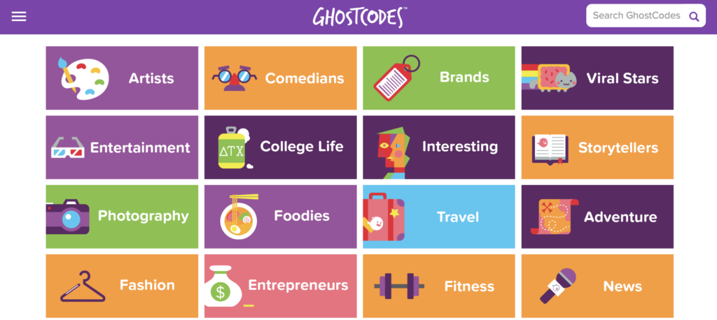 Find Snapchat influencers on Ghostcodes