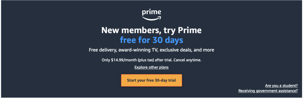 Amazon prime free trial