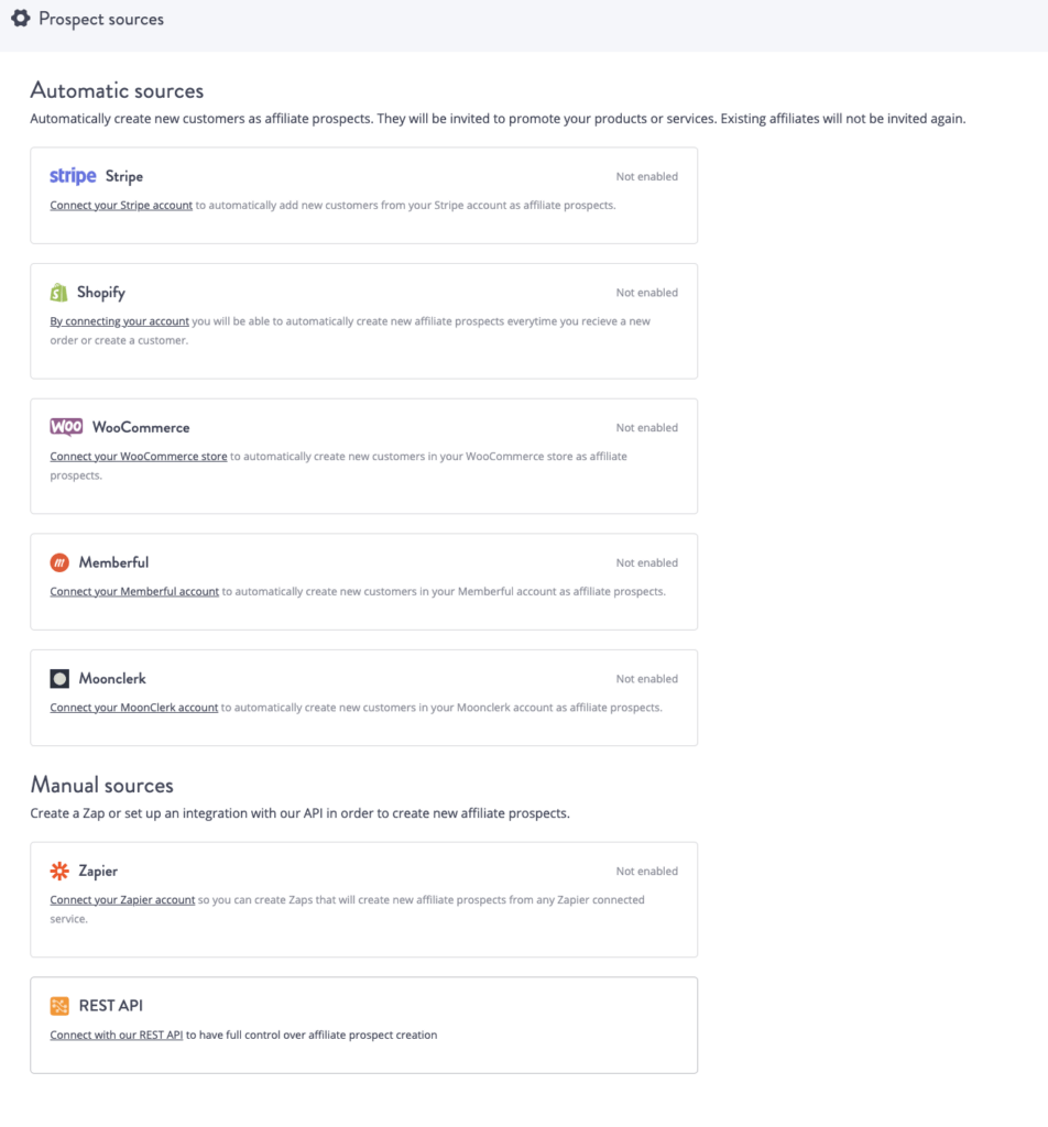 Screenshot of integrations for a referral program inviting customers to refer others.