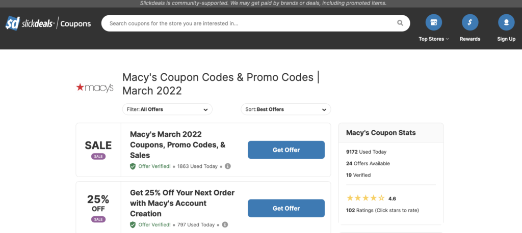 Slickdeals - Coupon and deal site affiliate examples