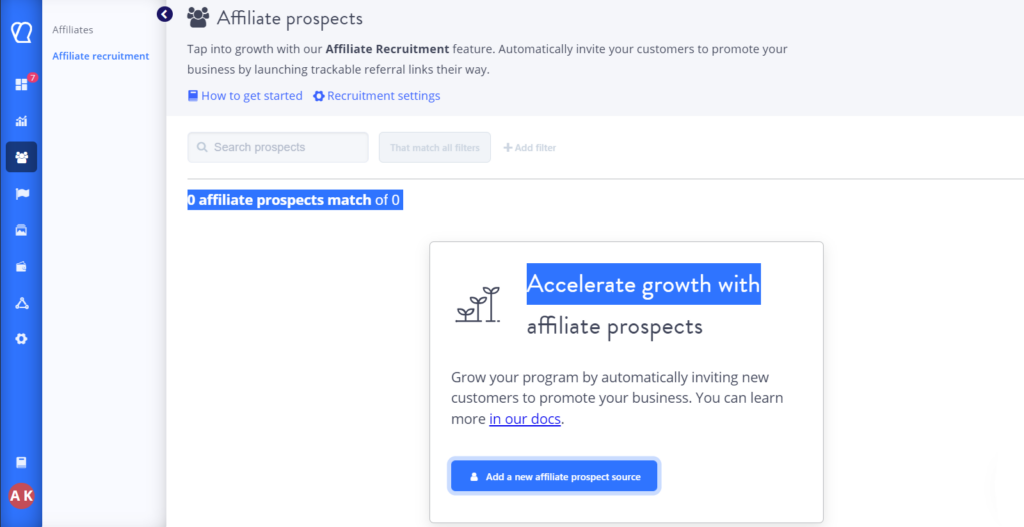 Affiliate recruitment feature by Tapfiliate