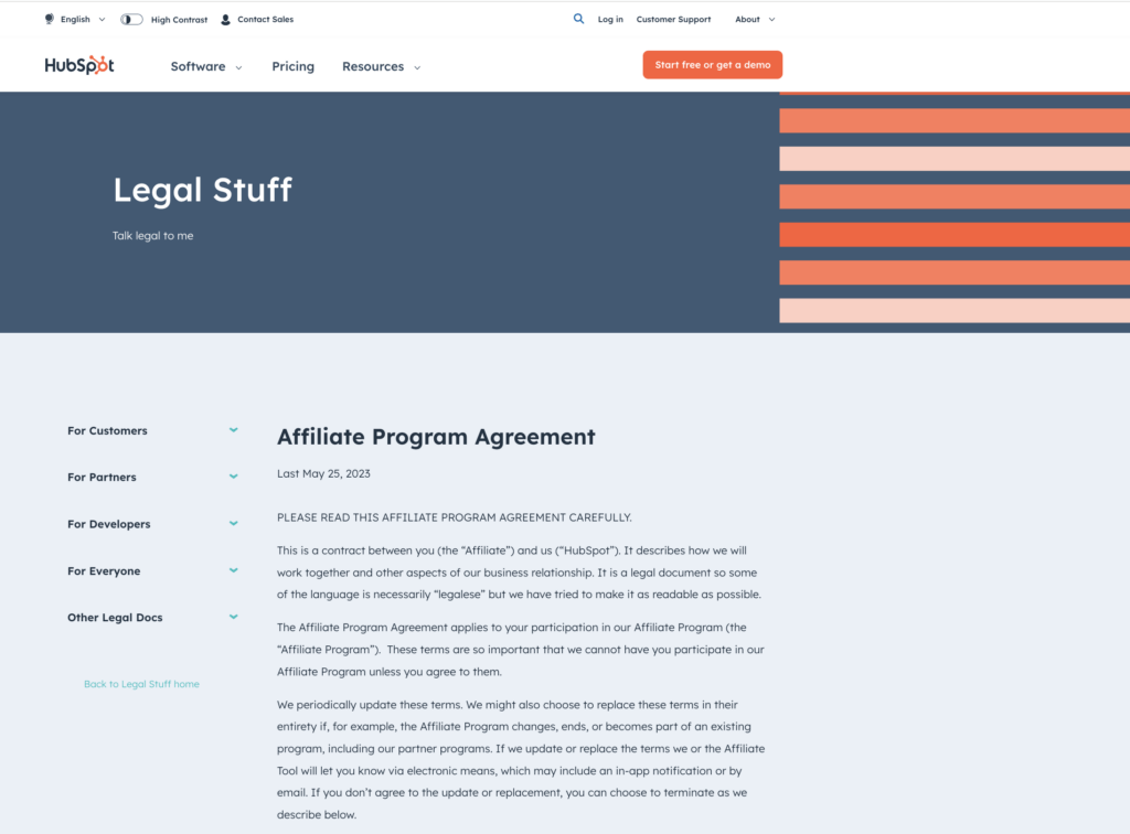 Hubspot affiliate terms and conditions