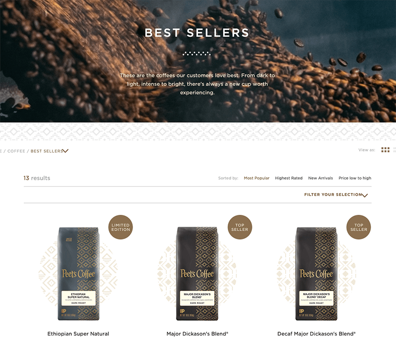 Top products landing page