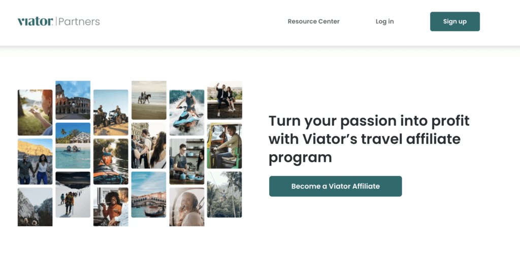 Viator's travel affiliate program page.